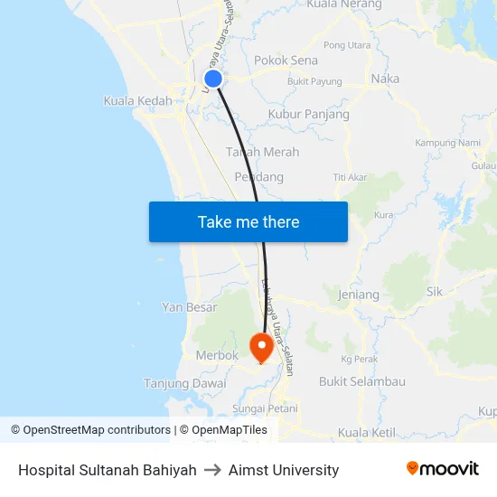 Hospital Sultanah Bahiyah to Aimst University map
