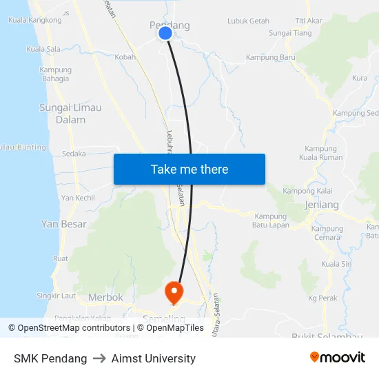 SMK Pendang to Aimst University map