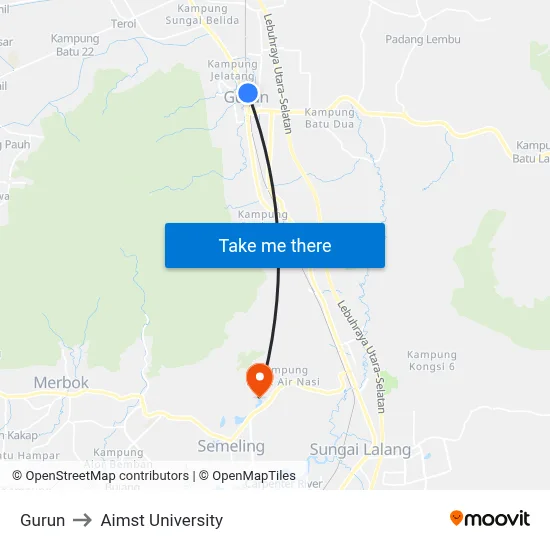 Gurun to Aimst University map