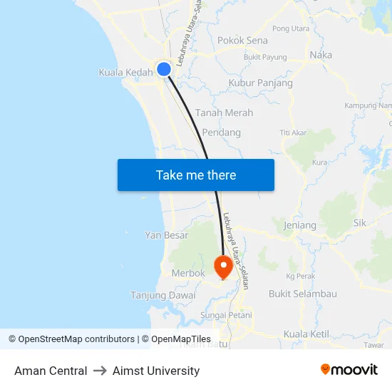 Aman Central to Aimst University map