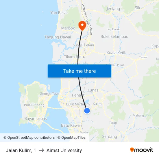 Jalan Kulim, 1 to Aimst University map