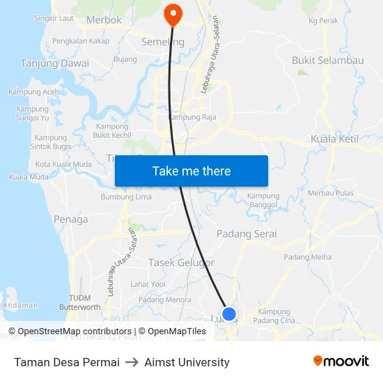 Taman Desa Permai to Aimst University map