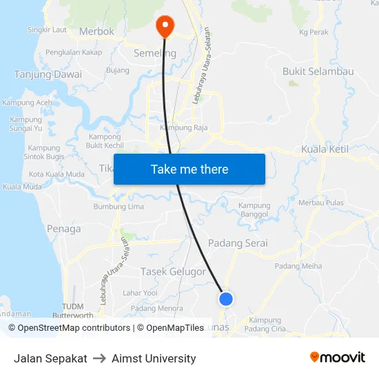 Jalan Sepakat to Aimst University map