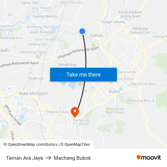 Taman Ara Jaya to Machang Bubok map