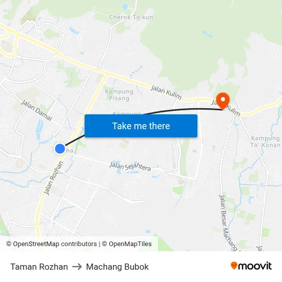 Taman Rozhan to Machang Bubok map