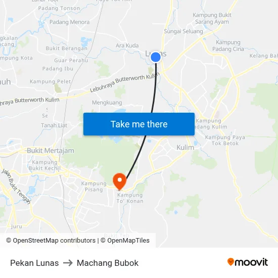 Pekan Lunas to Machang Bubok map