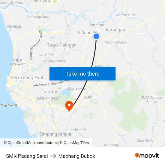 SMK Padang Serai to Machang Bubok map