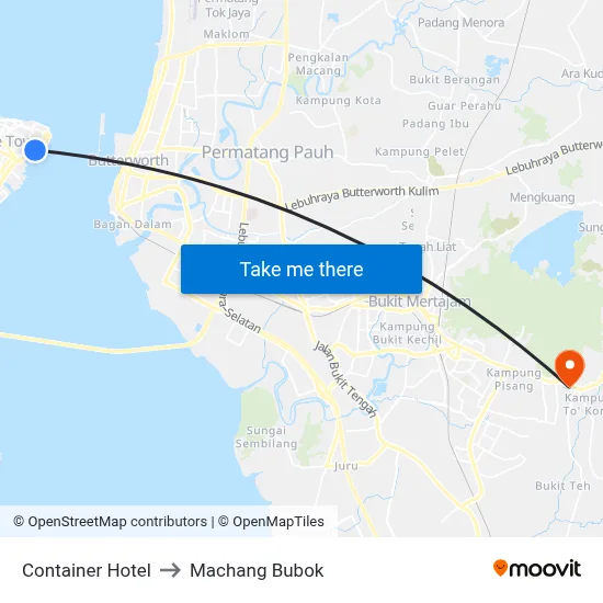 Container Hotel to Machang Bubok map