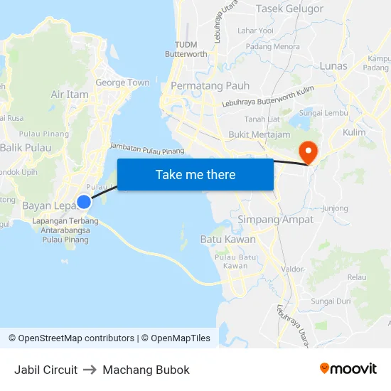 Jabil Circuit to Machang Bubok map