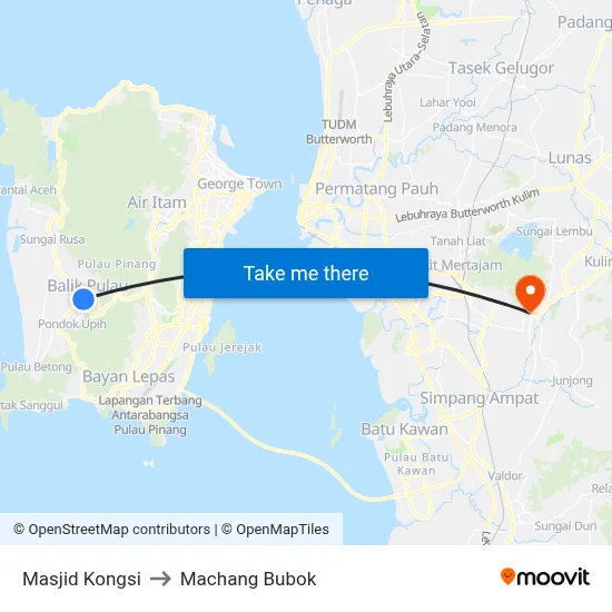 Masjid Kongsi to Machang Bubok map