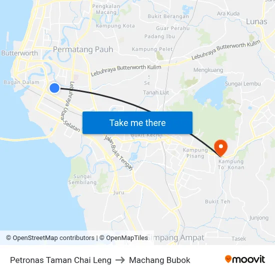 Petronas Taman Chai Leng to Machang Bubok map