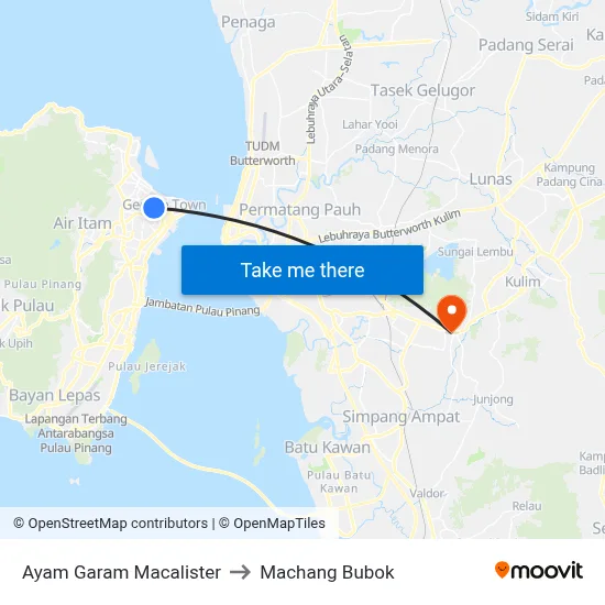 Ayam Garam Macalister to Machang Bubok map