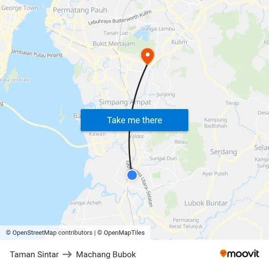 Taman Sintar to Machang Bubok map