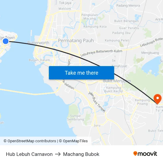 Hub Lebuh Carnavon to Machang Bubok map