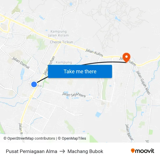 Pusat Perniagaan Alma to Machang Bubok map