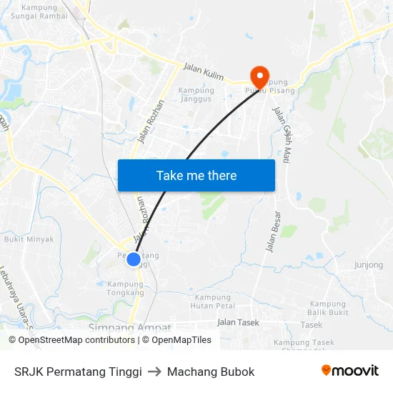 SRJK Permatang Tinggi to Machang Bubok map