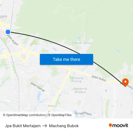 Jpa Bukit Mertajam to Machang Bubok map