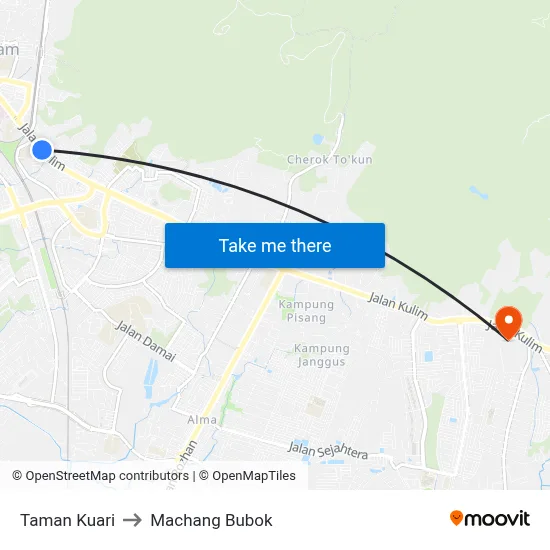Taman Kuari to Machang Bubok map