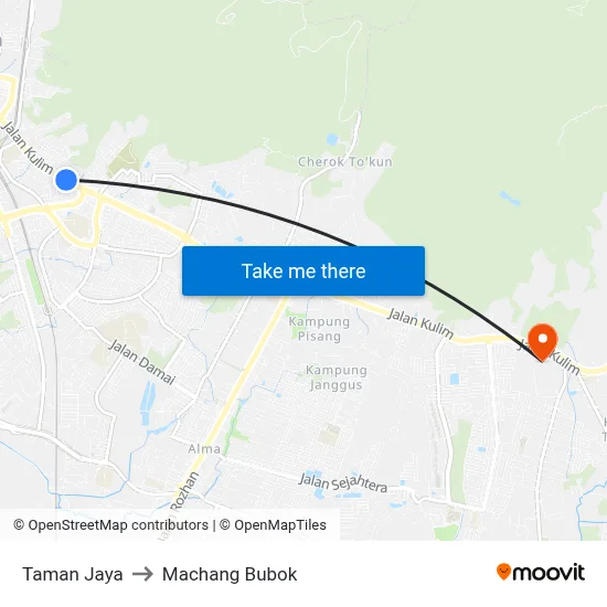 Taman Jaya to Machang Bubok map