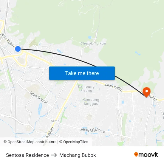 Sentosa Residence to Machang Bubok map