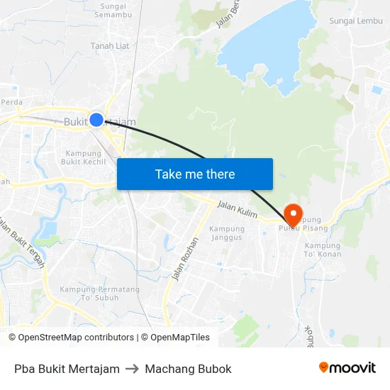 Pba Bukit Mertajam to Machang Bubok map