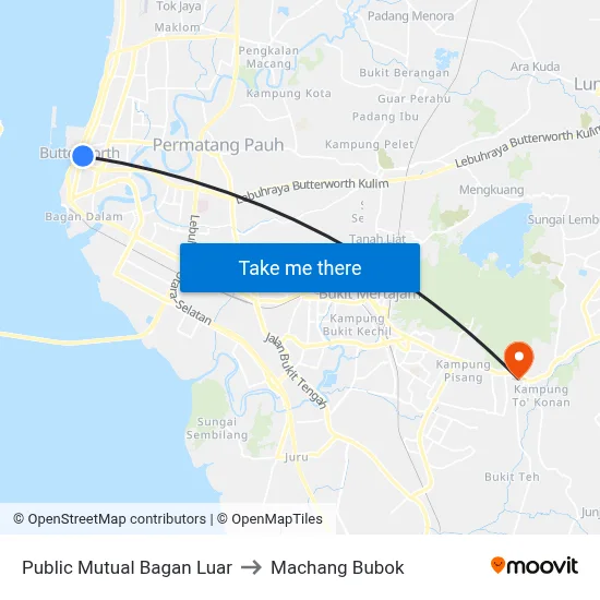 Public Mutual Bagan Luar to Machang Bubok map