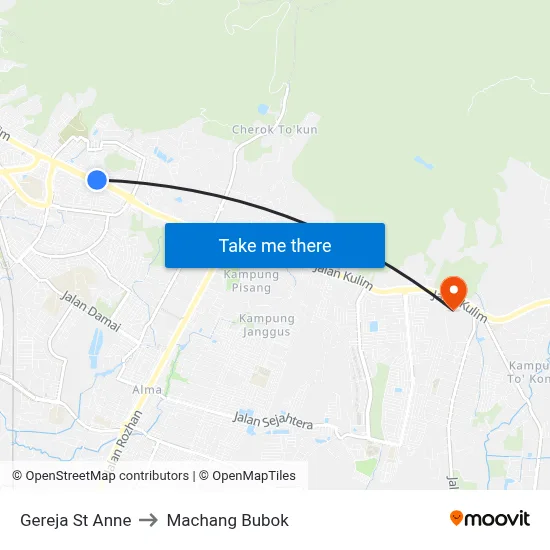 Gereja St Anne to Machang Bubok map