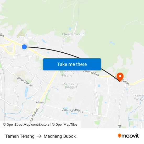 Taman Tenang to Machang Bubok map