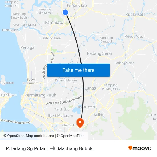 Peladang Sg.Petani to Machang Bubok map
