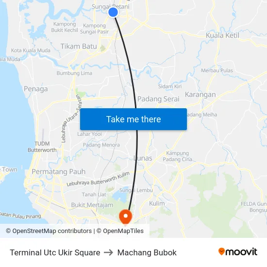 Terminal Utc Ukir Square to Machang Bubok map