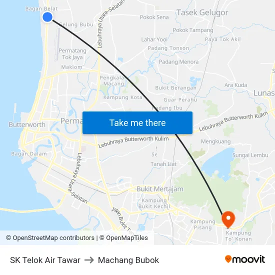 SK Telok Air Tawar to Machang Bubok map