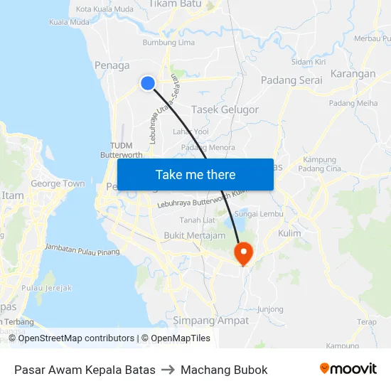 Pasar Awam Kepala Batas to Machang Bubok map