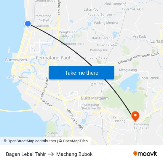 Bagan Lebai Tahir to Machang Bubok map