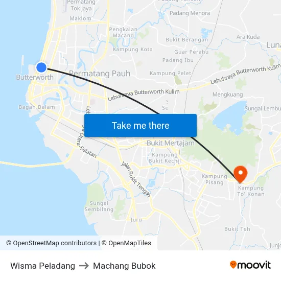 Wisma Peladang to Machang Bubok map