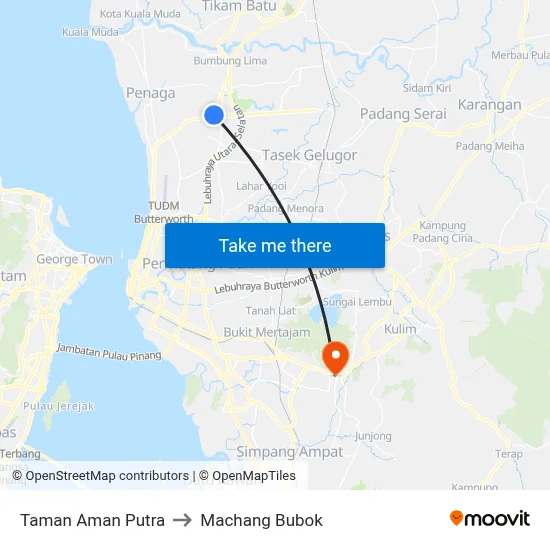 Taman Aman Putra to Machang Bubok map