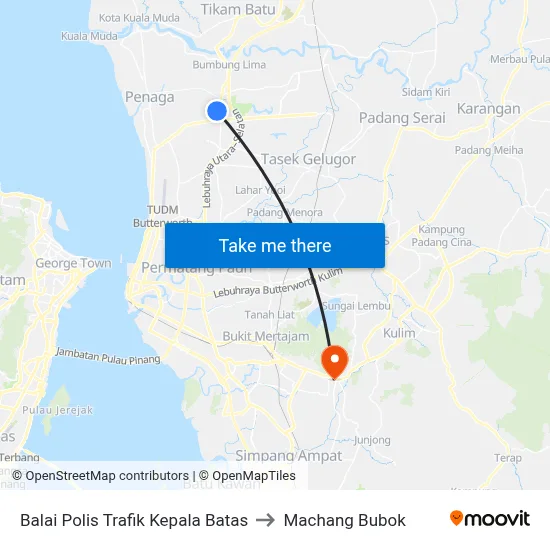 Balai Polis Trafik Kepala Batas to Machang Bubok map