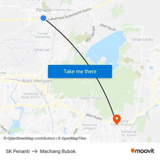 SK Penanti to Machang Bubok map