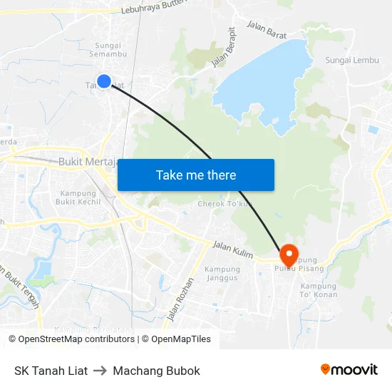 SK Tanah Liat to Machang Bubok map