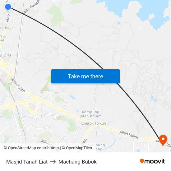 Masjid Tanah Liat to Machang Bubok map