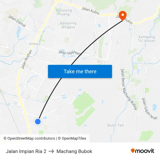 Jalan Impian Ria 2 to Machang Bubok map