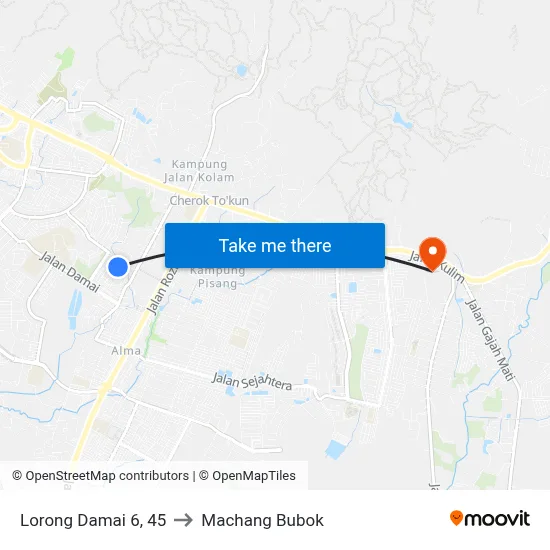 Lorong Damai 6, 45 to Machang Bubok map