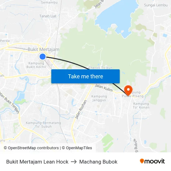 Bukit Mertajam Lean Hock to Machang Bubok map
