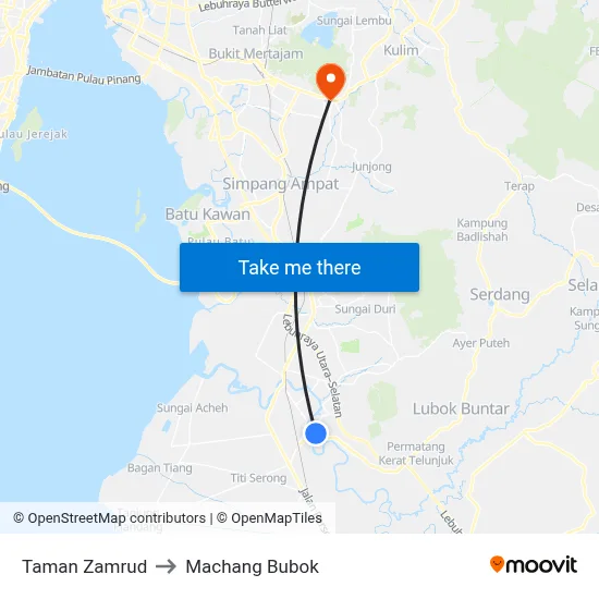 Taman Zamrud to Machang Bubok map