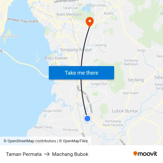 Taman Permata to Machang Bubok map