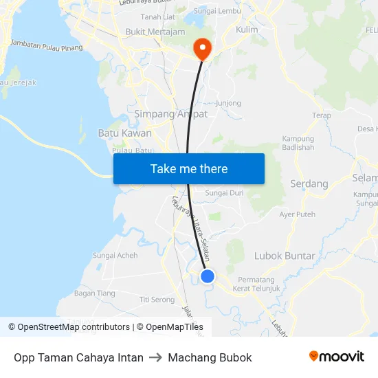 Opp Taman Cahaya Intan to Machang Bubok map