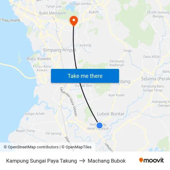 Kampung Sungai Paya Takung to Machang Bubok map