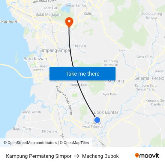 Kampung Permatang Simpor to Machang Bubok map