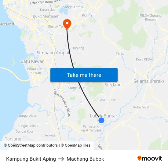 Kampung Bukit Aping to Machang Bubok map