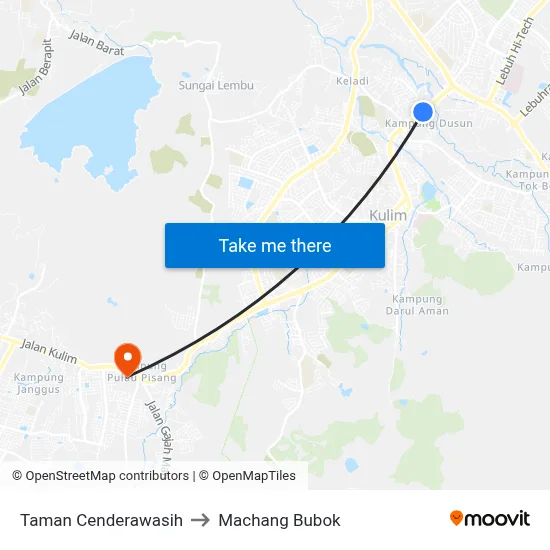 Taman Cenderawasih to Machang Bubok map
