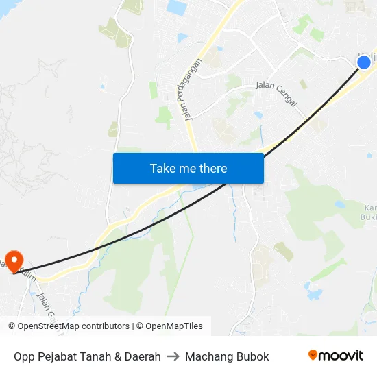 Opp Pejabat Tanah & Daerah to Machang Bubok map